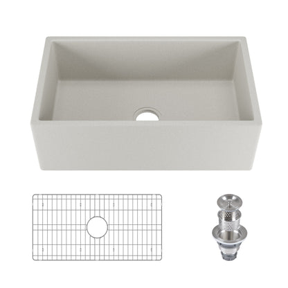 30" L x 18" W Rectangular Farmhouse Kitchen Sink, Natural Material With Multiple Colors