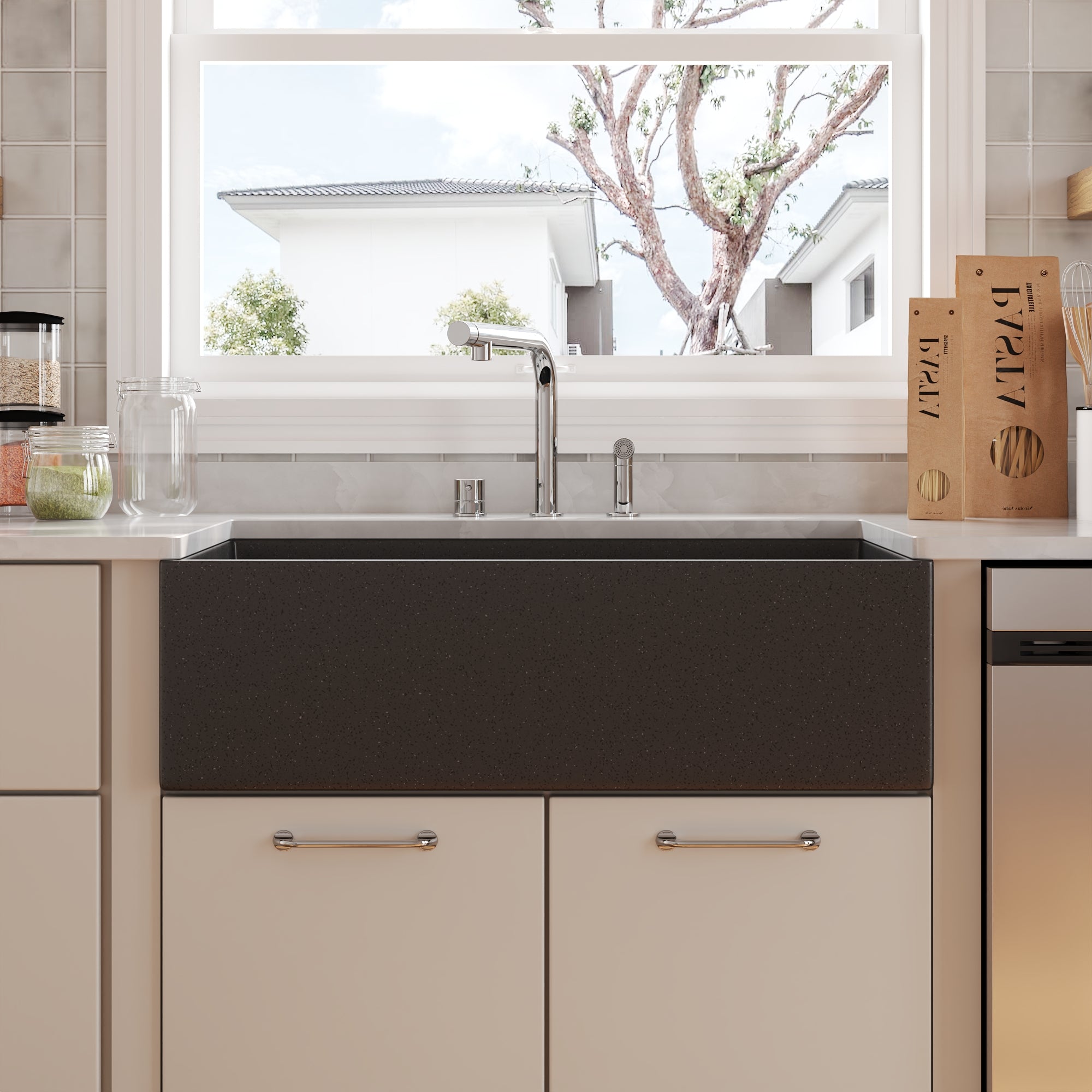 33" L x 18" W Rectangular Farmhouse Kitchen Sink, Natural Material With Multiple Colors