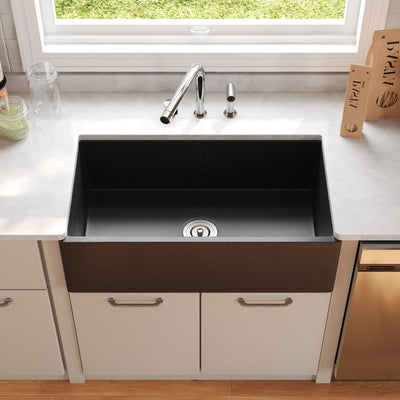 DeerValley DV-1K0199BD 33" Rectangular Farmhouse Sink, Natural Material & Multi-Color