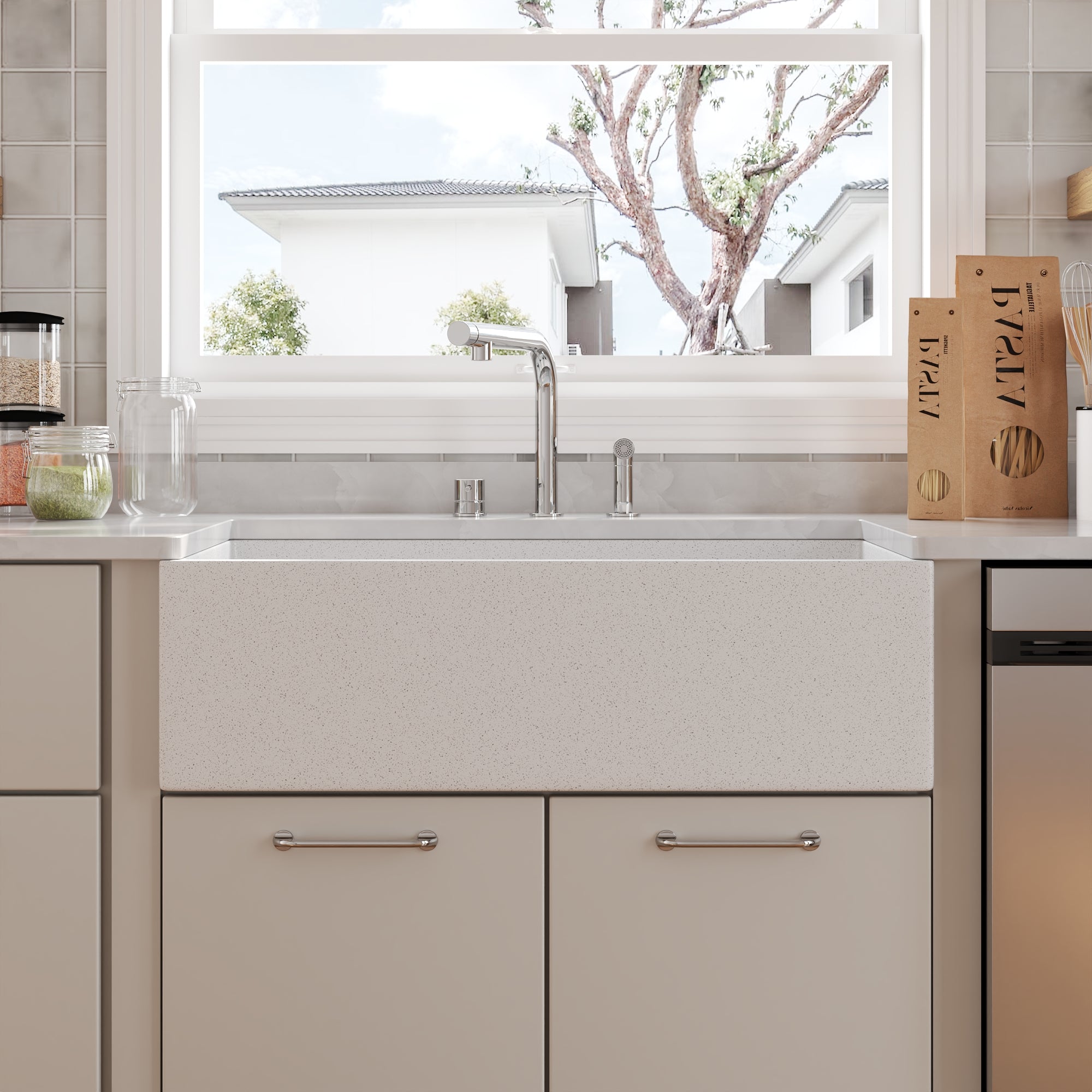 33" L x 18" W Rectangular Farmhouse Kitchen Sink, Natural Material With Multiple Colors