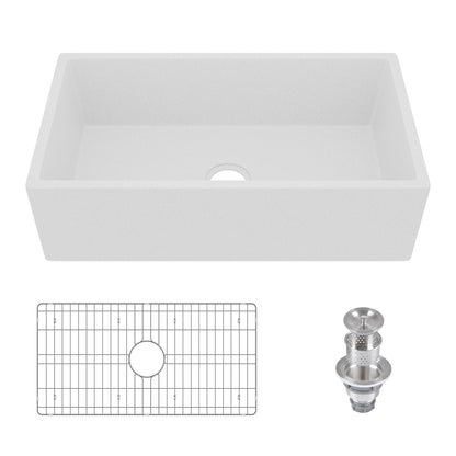 33" L x 18" W Rectangular Farmhouse Kitchen Sink, Natural Material With Multiple Colors
