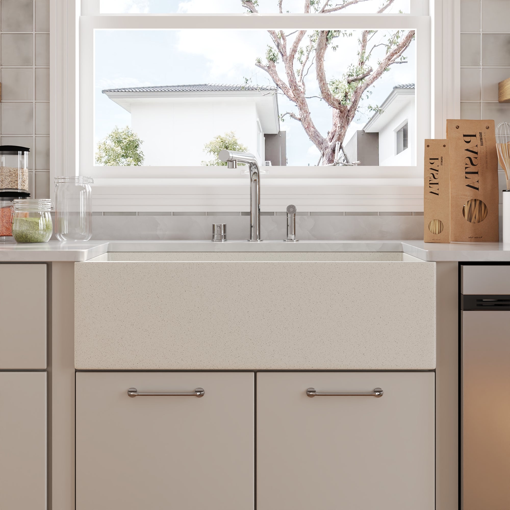 33" L x 18" W Rectangular Farmhouse Kitchen Sink, Natural Material With Multiple Colors