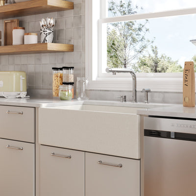 DeerValley DV-1K0199BD 33" Rectangular Farmhouse Sink, Natural Material & Multi-Color