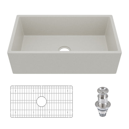 33" L x 18" W Rectangular Farmhouse Kitchen Sink, Natural Material With Multiple Colors