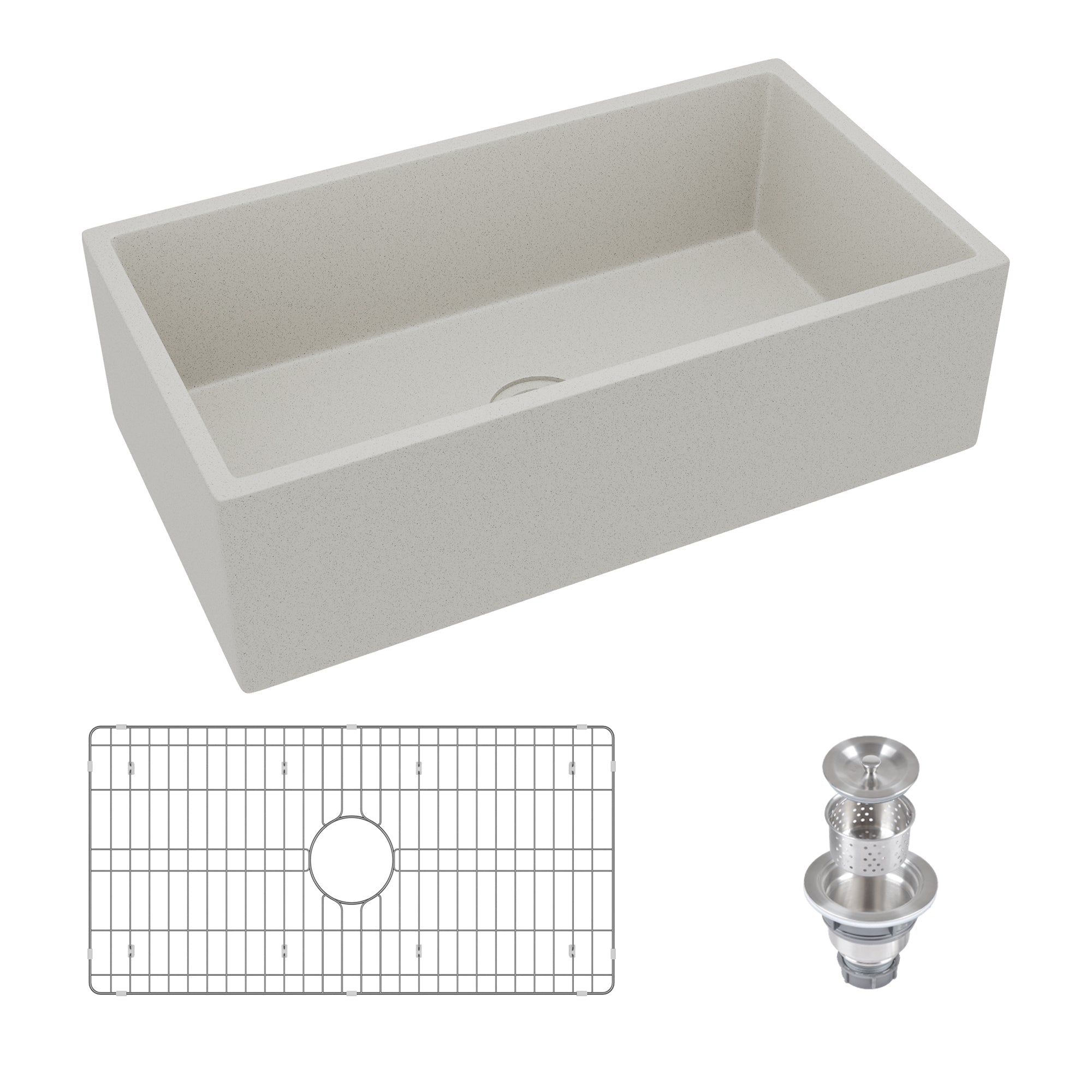 33" L x 18" W Rectangular Farmhouse Kitchen Sink, Natural Material With Multiple Colors