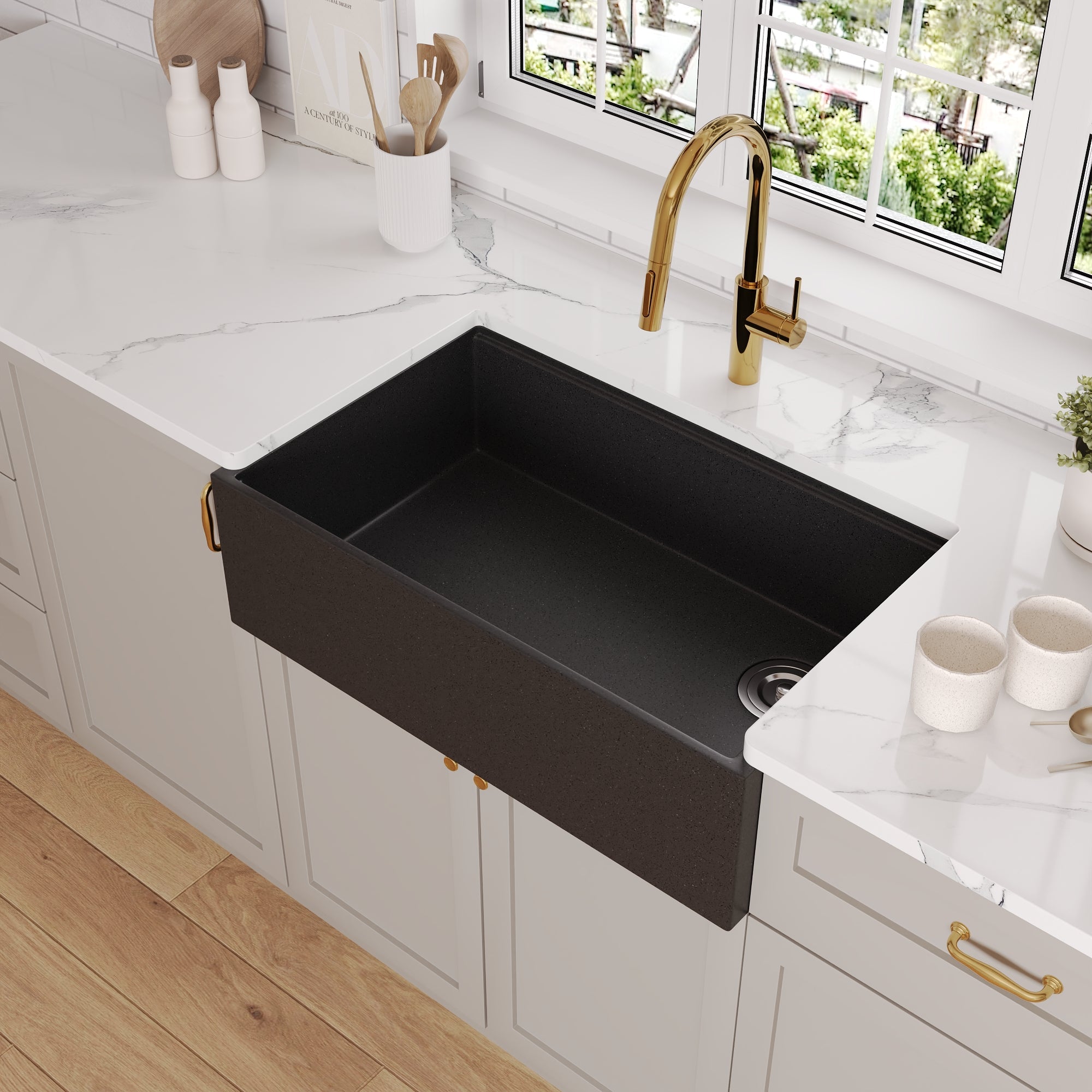 30" L x 18" W Rectangular Workstation Undermount Kitchen Sink, Natural Material With Multiple Colors