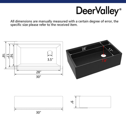 30" L x 18" W Rectangular Workstation Undermount Kitchen Sink, Natural Material With Multiple Colors