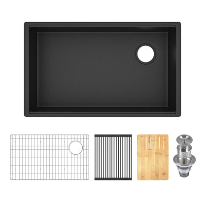 30" L x 18" W Rectangular Workstation Undermount Kitchen Sink, Natural Material With Multiple Colors