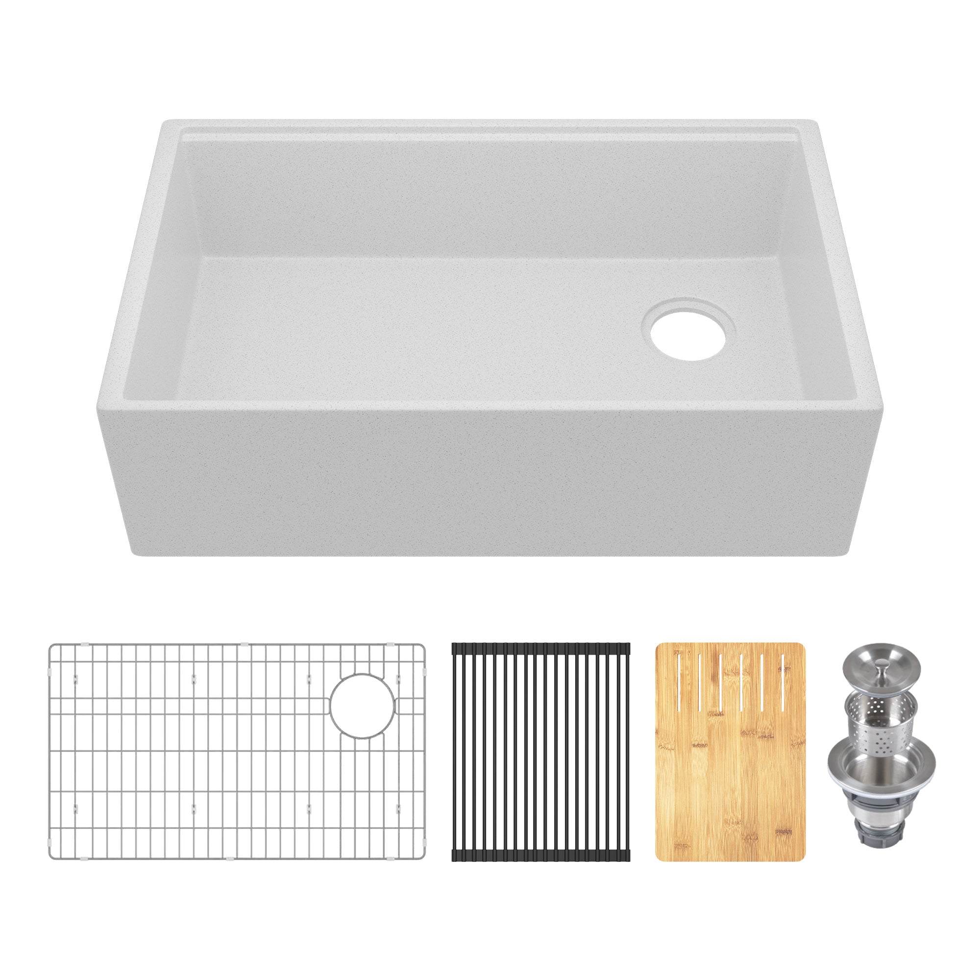 30" L x 18" W Rectangular Workstation Undermount Kitchen Sink, Natural Material With Multiple Colors