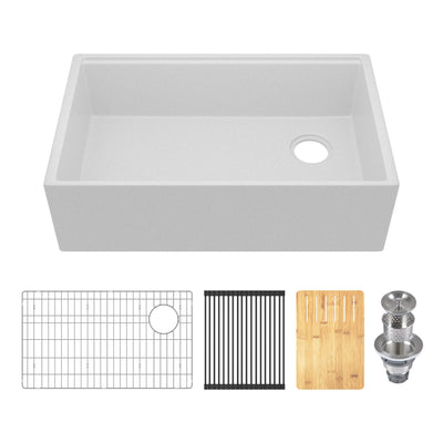 30" L x 18" W Rectangular Workstation Undermount Kitchen Sink, Natural Material With Multiple Colors