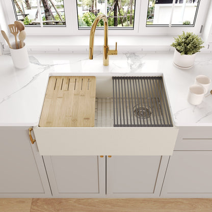 30" L x 18" W Rectangular Workstation Undermount Kitchen Sink, Natural Material With Multiple Colors