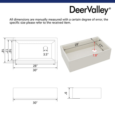 30" L x 18" W Rectangular Workstation Undermount Kitchen Sink, Natural Material With Multiple Colors