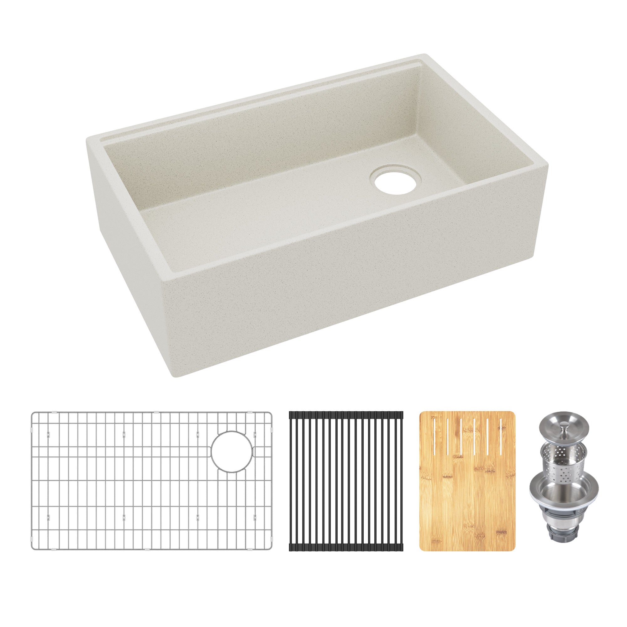 30" L x 18" W Rectangular Workstation Undermount Kitchen Sink, Natural Material With Multiple Colors