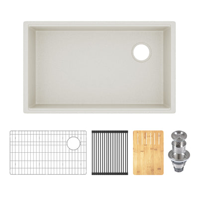 30" L x 18" W Rectangular Workstation Undermount Kitchen Sink, Natural Material With Multiple Colors