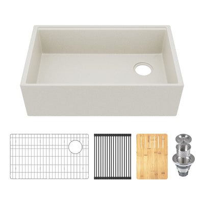 30" L x 18" W Rectangular Workstation Undermount Kitchen Sink, Natural Material With Multiple Colors