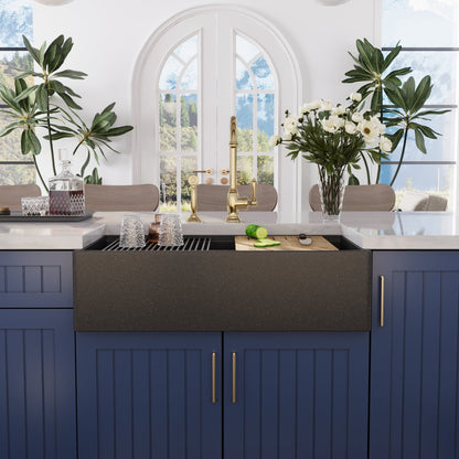 33" L x 18" W Rectangular Workstation Undermount Kitchen Sink, Natural Material With Multiple Colors