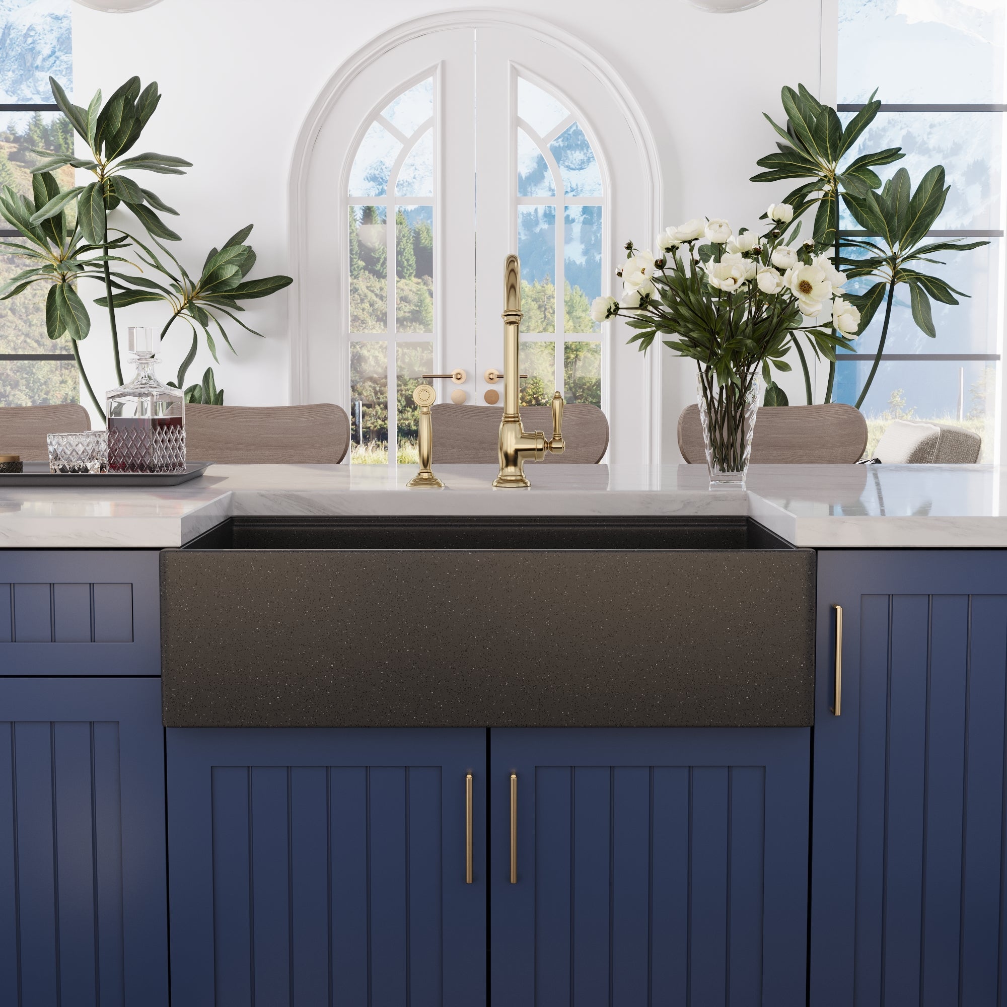 33" L x 18" W Rectangular Workstation Undermount Kitchen Sink, Natural Material With Multiple Colors