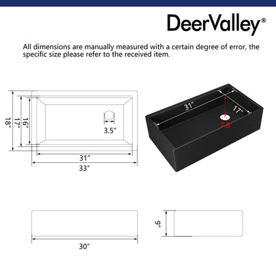 33" L x 18" W Rectangular Workstation Undermount Kitchen Sink, Natural Material With Multiple Colors