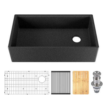 33" L x 18" W Rectangular Workstation Undermount Kitchen Sink, Natural Material With Multiple Colors