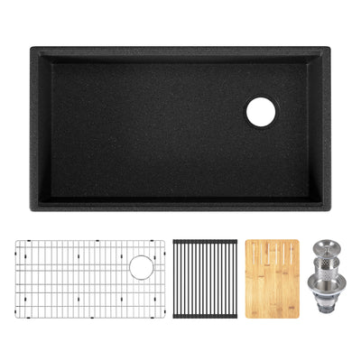 33" L x 18" W Rectangular Workstation Undermount Kitchen Sink, Natural Material With Multiple Colors