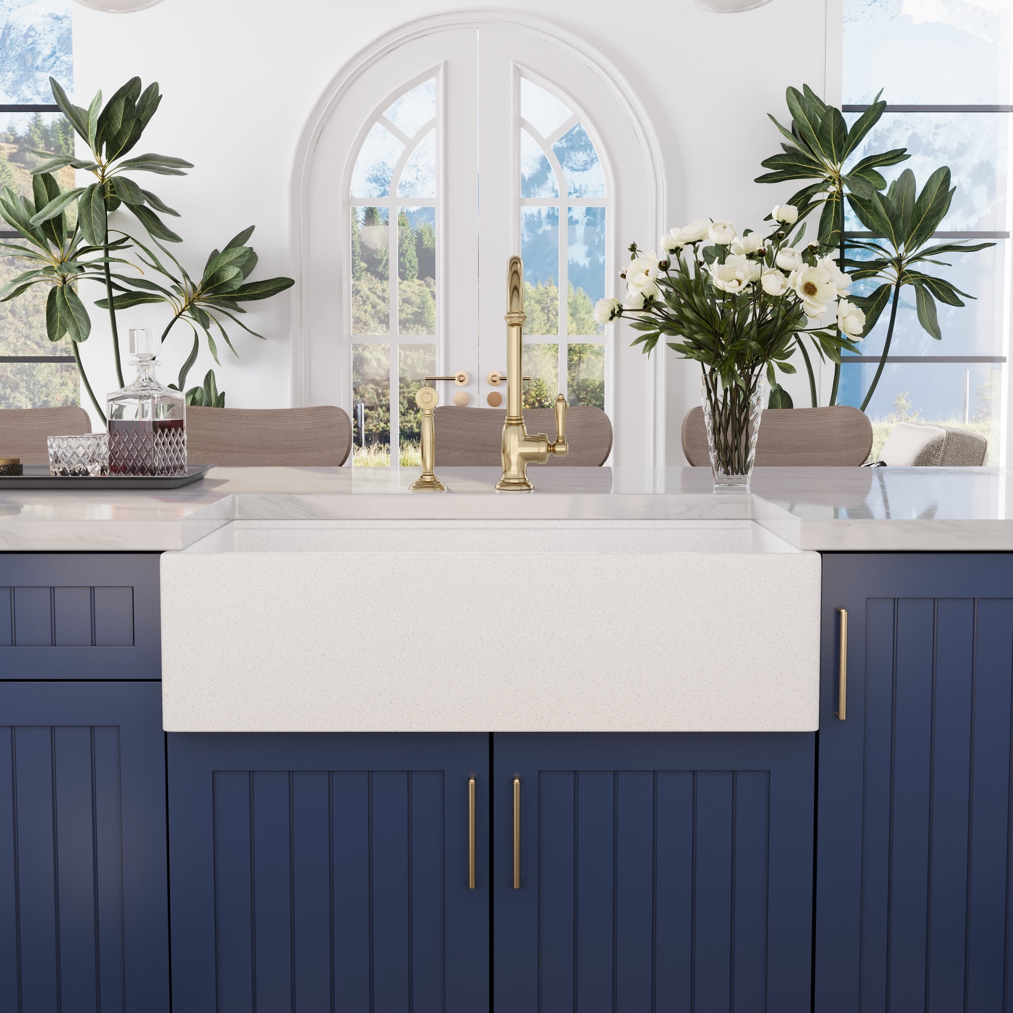 33" L x 18" W Rectangular Workstation Undermount Kitchen Sink, Natural Material With Multiple Colors