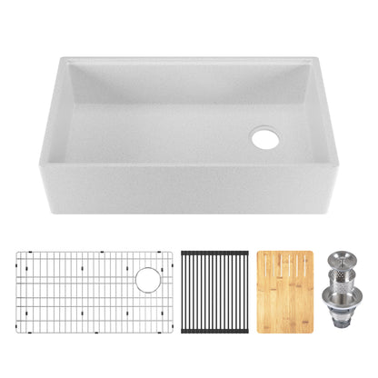 33" L x 18" W Rectangular Workstation Undermount Kitchen Sink, Natural Material With Multiple Colors