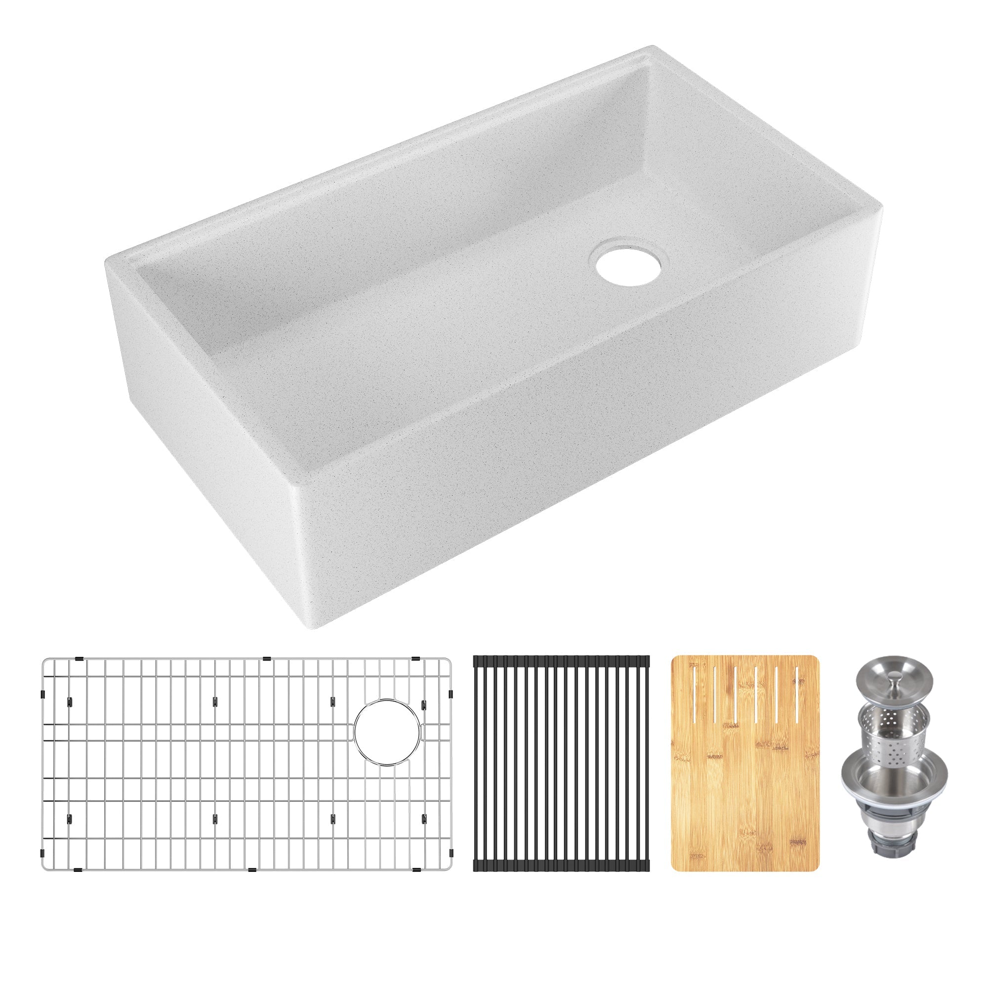 33" L x 18" W Rectangular Workstation Undermount Kitchen Sink, Natural Material With Multiple Colors