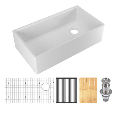 33" L x 18" W Rectangular Workstation Undermount Kitchen Sink, Natural Material With Multiple Colors
