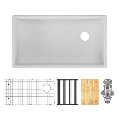 33" L x 18" W Rectangular Workstation Undermount Kitchen Sink, Natural Material With Multiple Colors