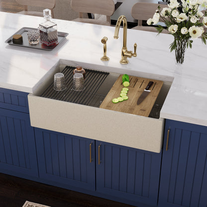 33" L x 18" W Rectangular Workstation Undermount Kitchen Sink, Natural Material With Multiple Colors