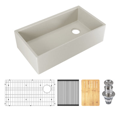 33" L x 18" W Rectangular Workstation Undermount Kitchen Sink, Natural Material With Multiple Colors