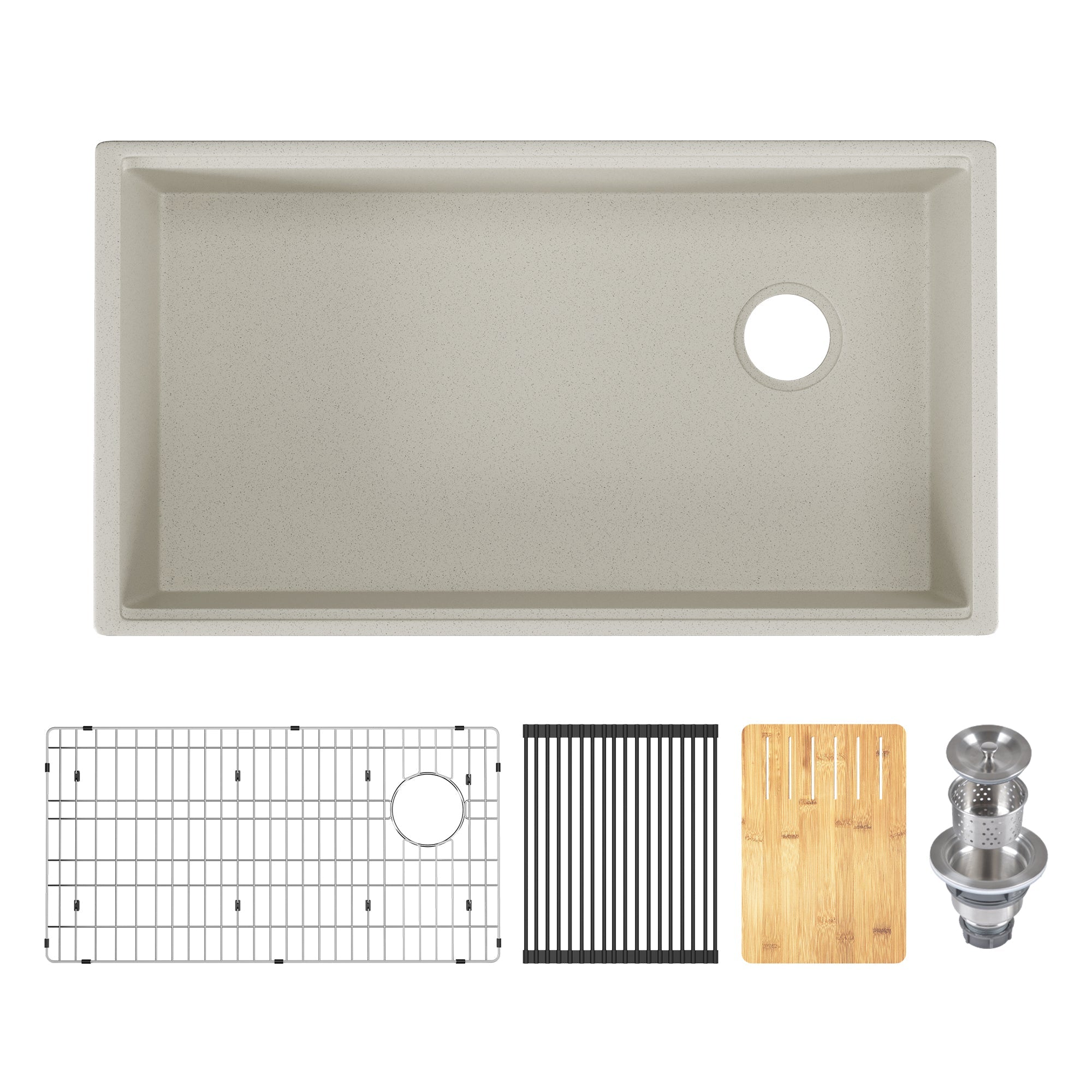 33" L x 18" W Rectangular Workstation Undermount Kitchen Sink, Natural Material With Multiple Colors
