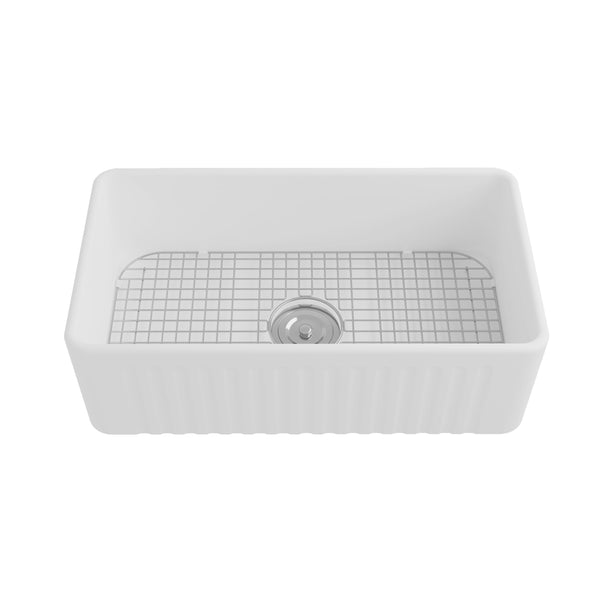 DeerValley DV-1K026 Harvest 30" L x 18" W White Ceramic Single Basin Kitchen Sink with Reversible Front Apron