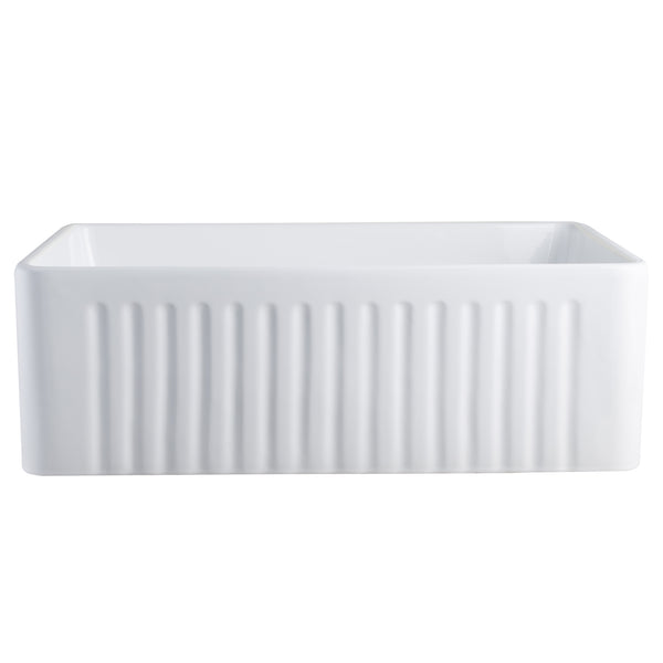 DeerValley DV-1K026 Harvest 30" L x 18" W White Ceramic Single Basin Kitchen Sink with Reversible Front Apron