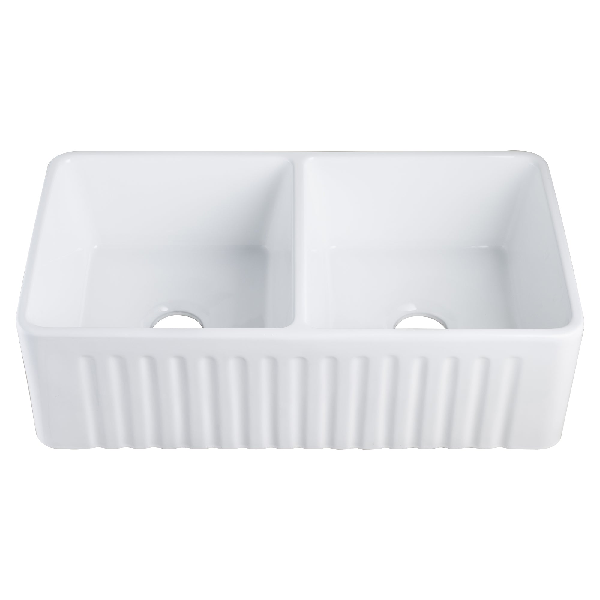 DEERVALLEY Eclipse White Ceramic 33 in. L 50/50 Rectangular Double
