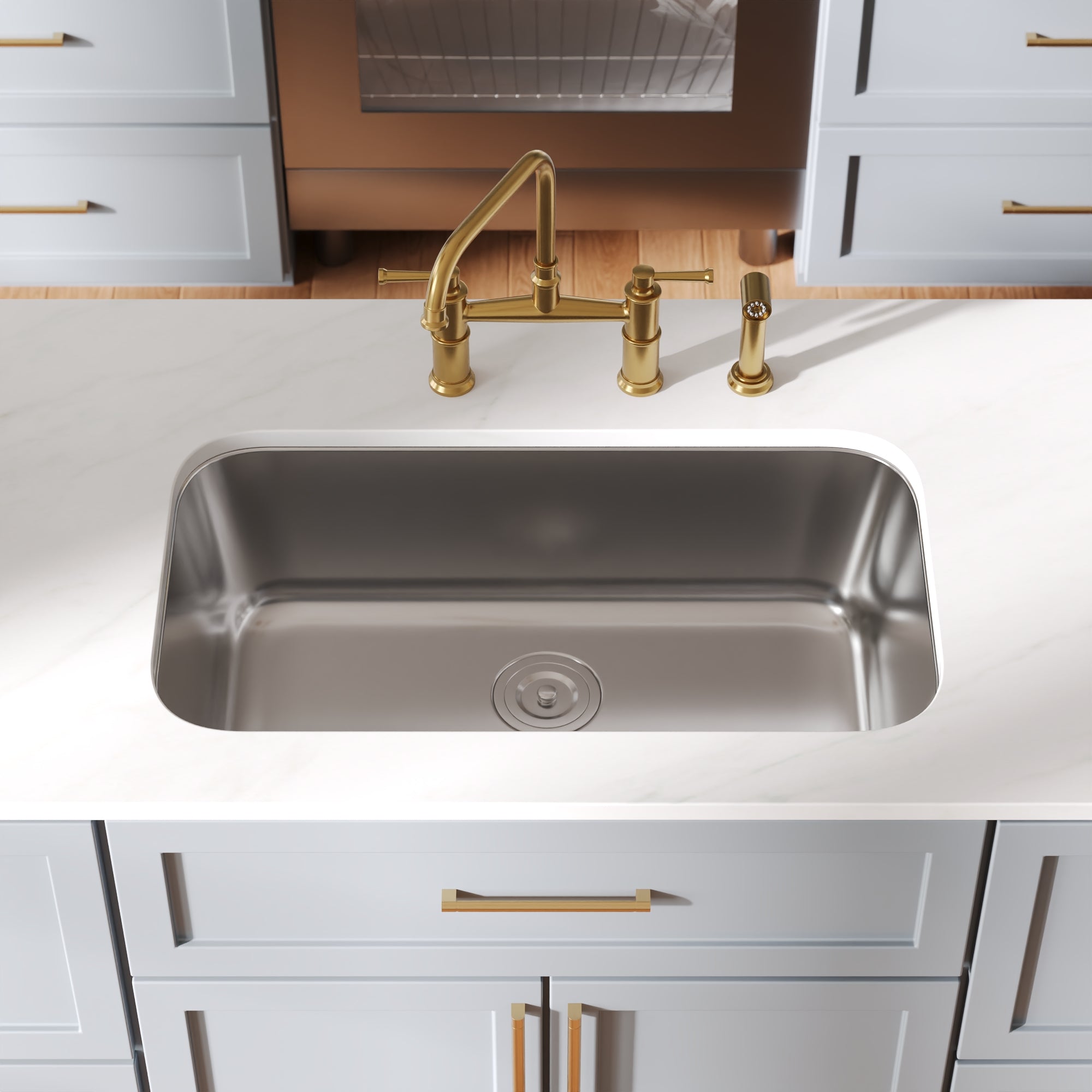 DeerValley 32-Inch Undermount Double Bowl Kitchen Sink, 50/50 18 Gauge Stainless Steel Kitchen Sink, Spacious Double Basin Design Sinks with Basket Strainer, Undermount Sinks for Modern Kitchens