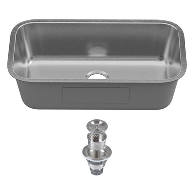 DeerValley DV-1K0358/359 32" Undermount Double Bowl Sink, 18 Gauge Stainless Steel & Basket Strainer