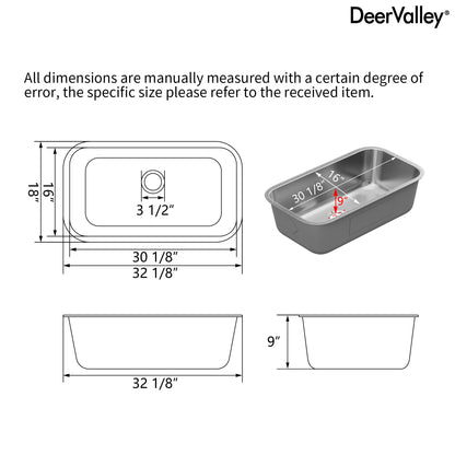 DeerValley 32-Inch Undermount Double Bowl Kitchen Sink, 50/50 18 Gauge Stainless Steel Kitchen Sink, Spacious Double Basin Design Sinks with Basket Strainer, Undermount Sinks for Modern Kitchens
