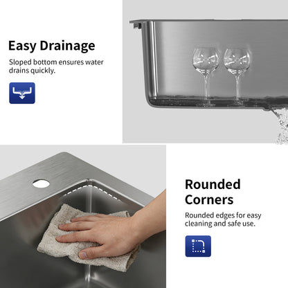 DeerValley DV-1K0468 Drop-In Sink 33 Inch Single Bowl Stainless Steel with Grid and Fast Drain