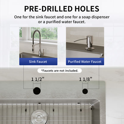 DeerValley DV-1K0468 Drop-In Sink 33 Inch Single Bowl Stainless Steel with Grid and Fast Drain