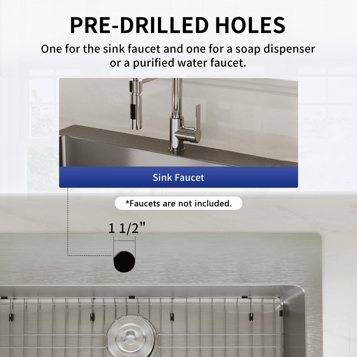 DeerValley DV-1K0468 Drop-In Sink 33 Inch Single Bowl Stainless Steel with Grid and Fast Drain