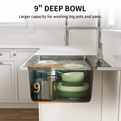 DeerValley DV-1K0468 Drop-In Sink 33 Inch Single Bowl Stainless Steel with Grid and Fast Drain