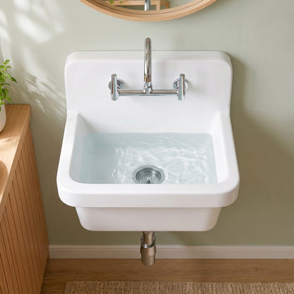 DeerValley DV-1K0487 Fireclay Utility Sink, Deep Basin & Wall-Mount Kit