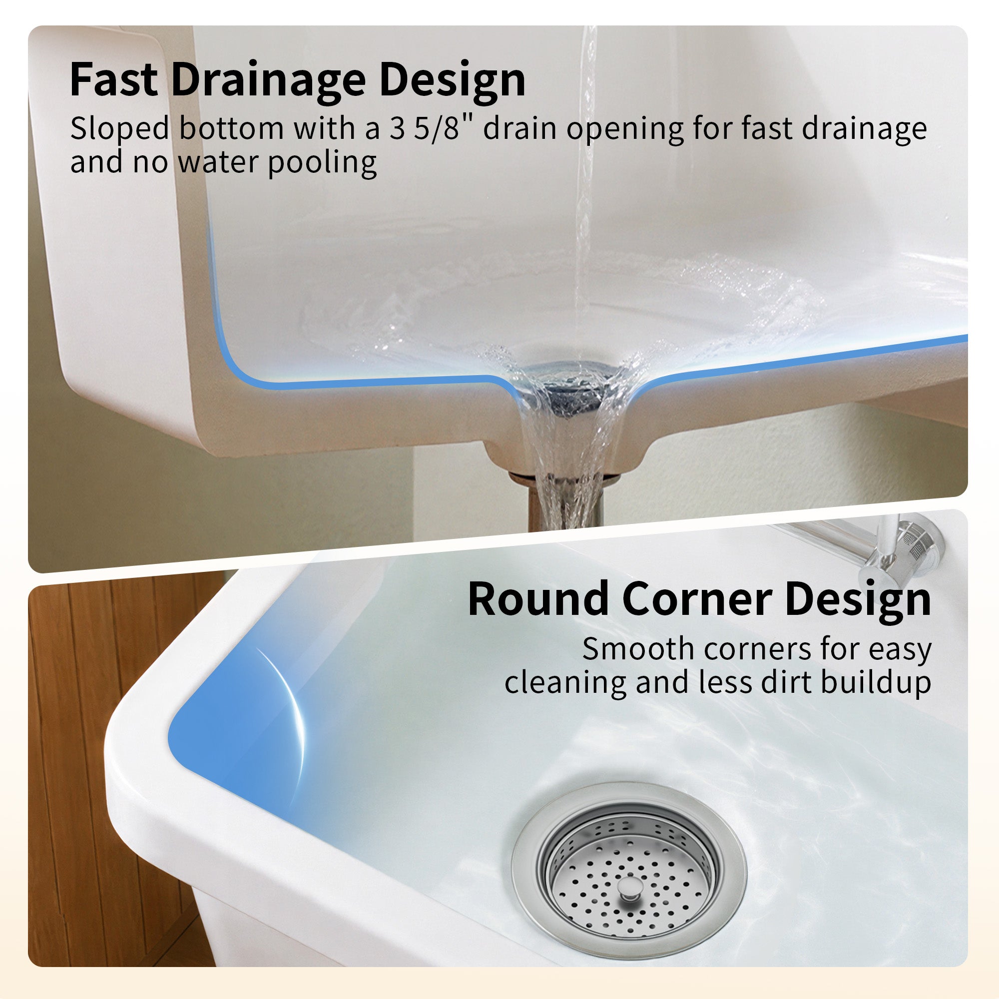 DeerValley DV-1K0487 Fireclay Utility Sink, Deep Basin & Wall-Mount Kit
