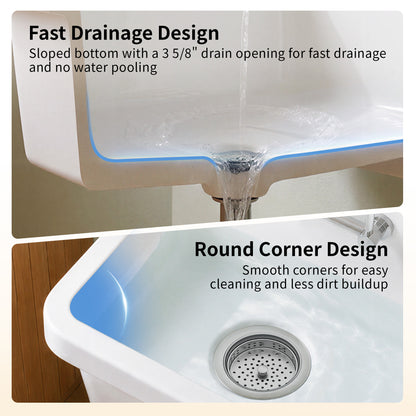 DeerValley DV-1K0487 Fireclay Utility Sink, Deep Basin & Wall-Mount Kit