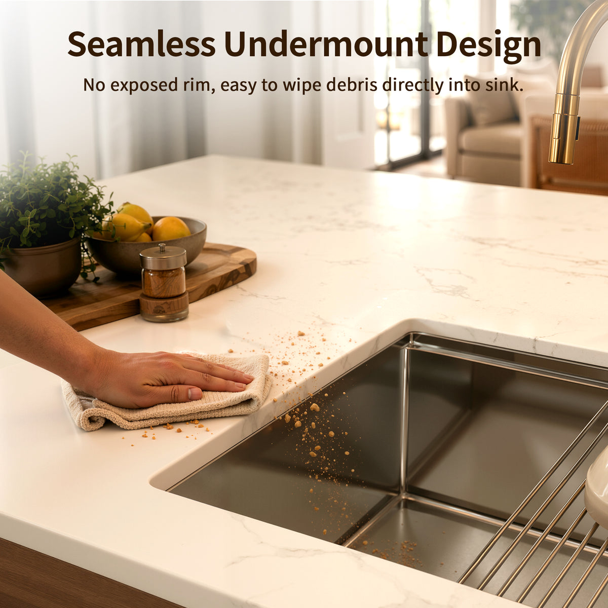 DeerValley DV-1K0555/553 Stainless Steel Workstation Sink, Quiet Pad & Anti-Condensation