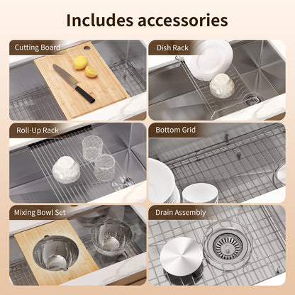 DeerValley DV-1K0555/553 Stainless Steel Workstation Sink, Quiet Pad & Anti-Condensation