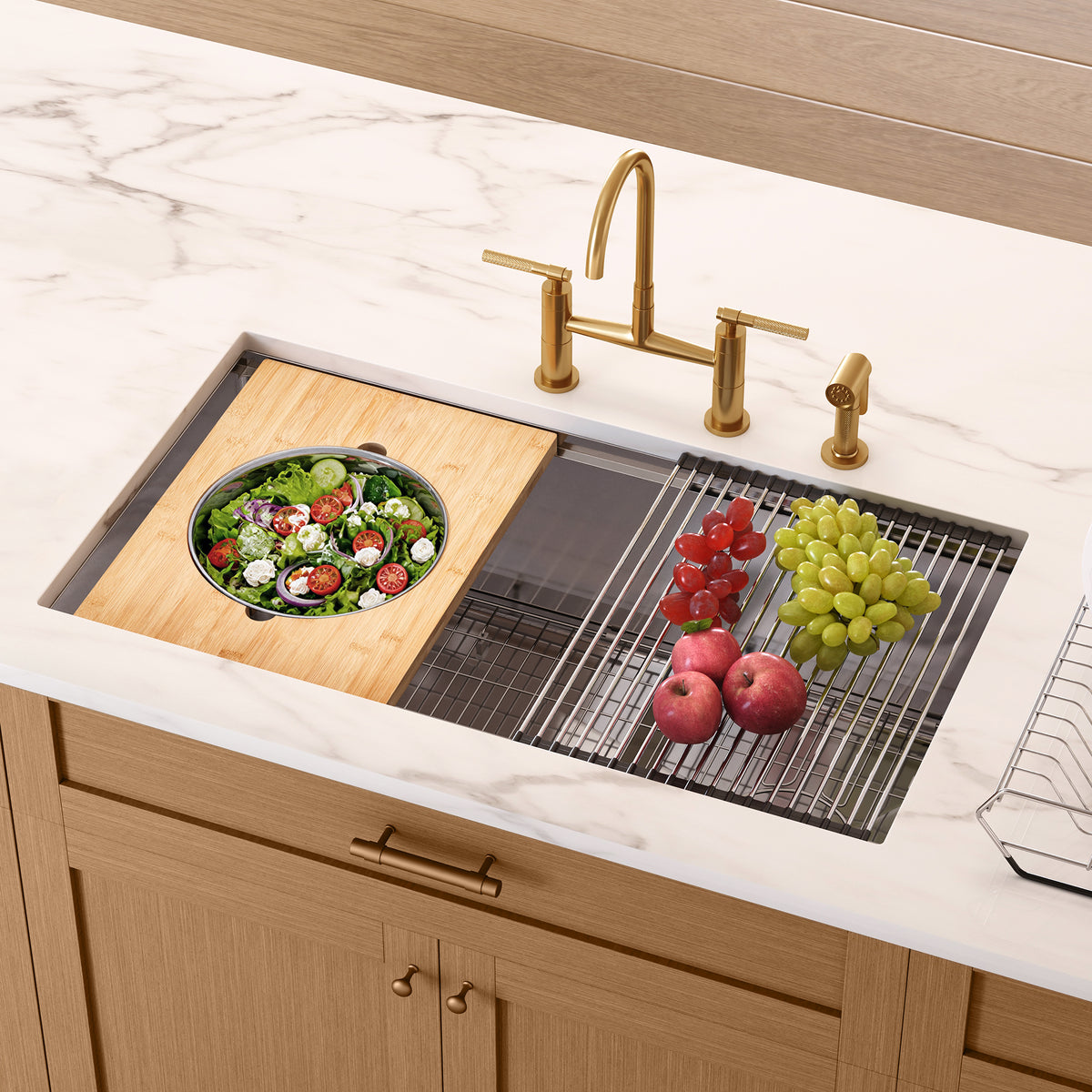 DeerValley DV-1K0555/553 Stainless Steel Workstation Sink, Quiet Pad & Anti-Condensation