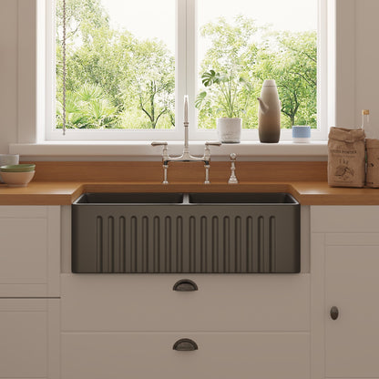 ECLIPSE 33" L X 18" W Rectangular Farmhouse Kitchen Sink, Hollow Cast With Multiple Colors