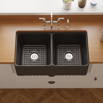 ECLIPSE 33" L X 18" W Rectangular Farmhouse Kitchen Sink, Hollow Cast With Multiple Colors